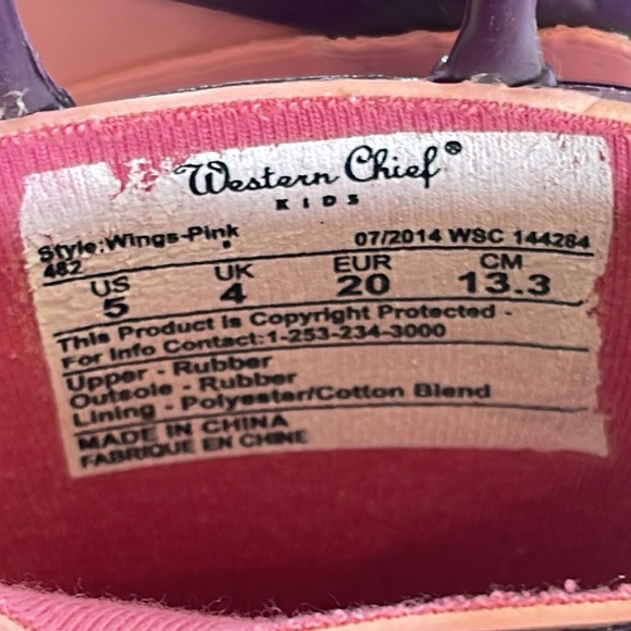 NWT Western Chief Toddler Butterfly Pink Rain Boots Size 5 - Picture 10 of 10